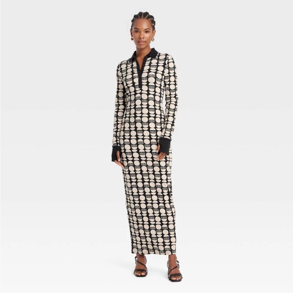 Target future collective Elegant Black and White Patterned Dress